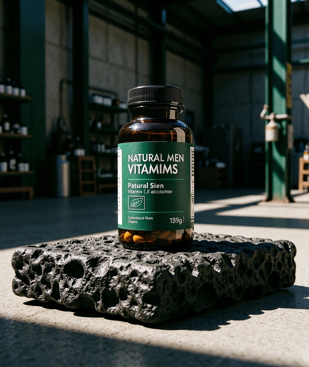 WellMen bottle on stone slab